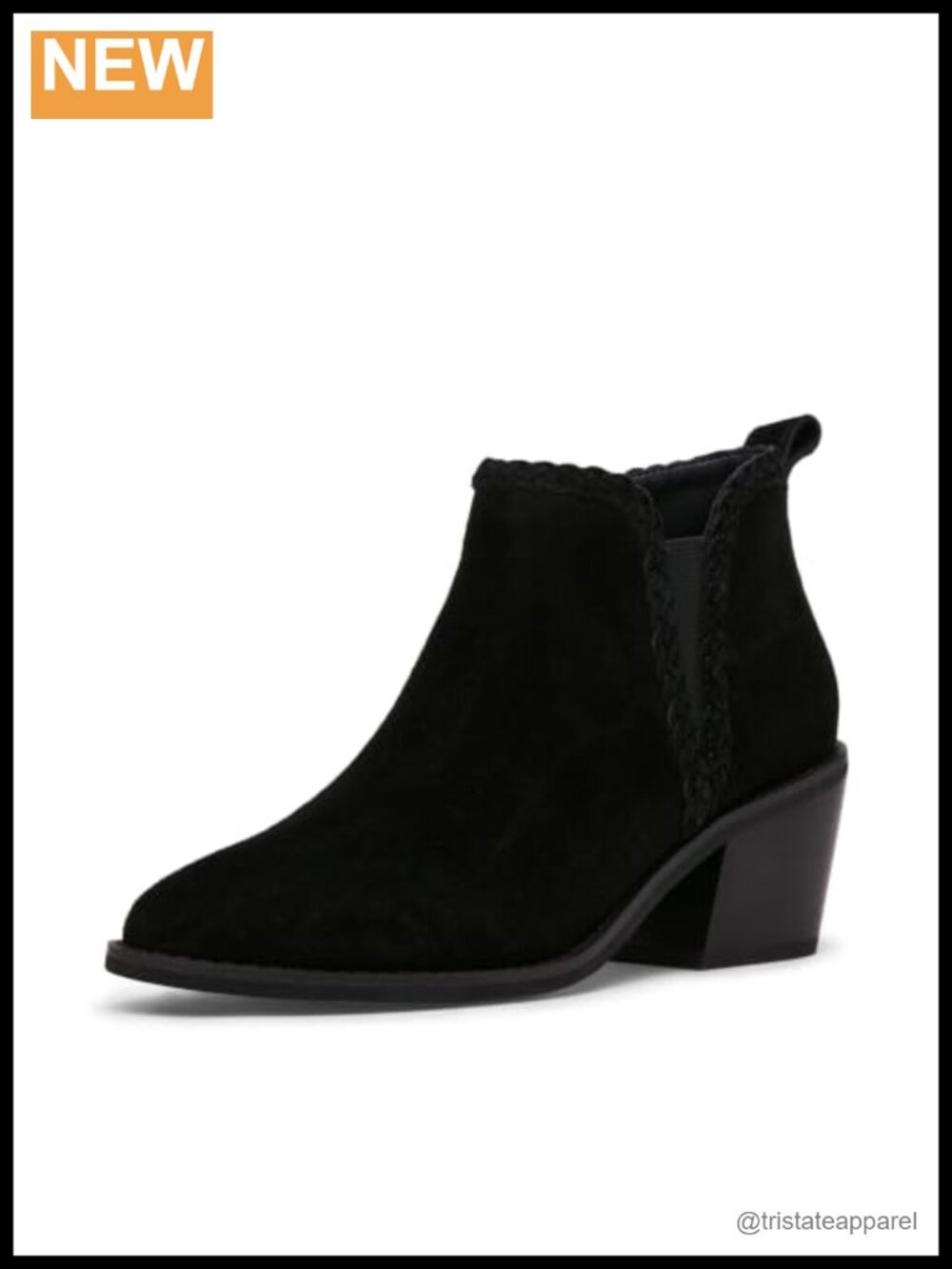Waterproof Suede Ankle Booties Block Heel Pull-On